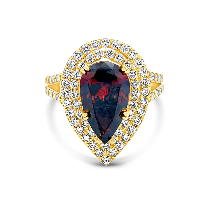 Pear Shaped Lab Diamond Garnet Ring