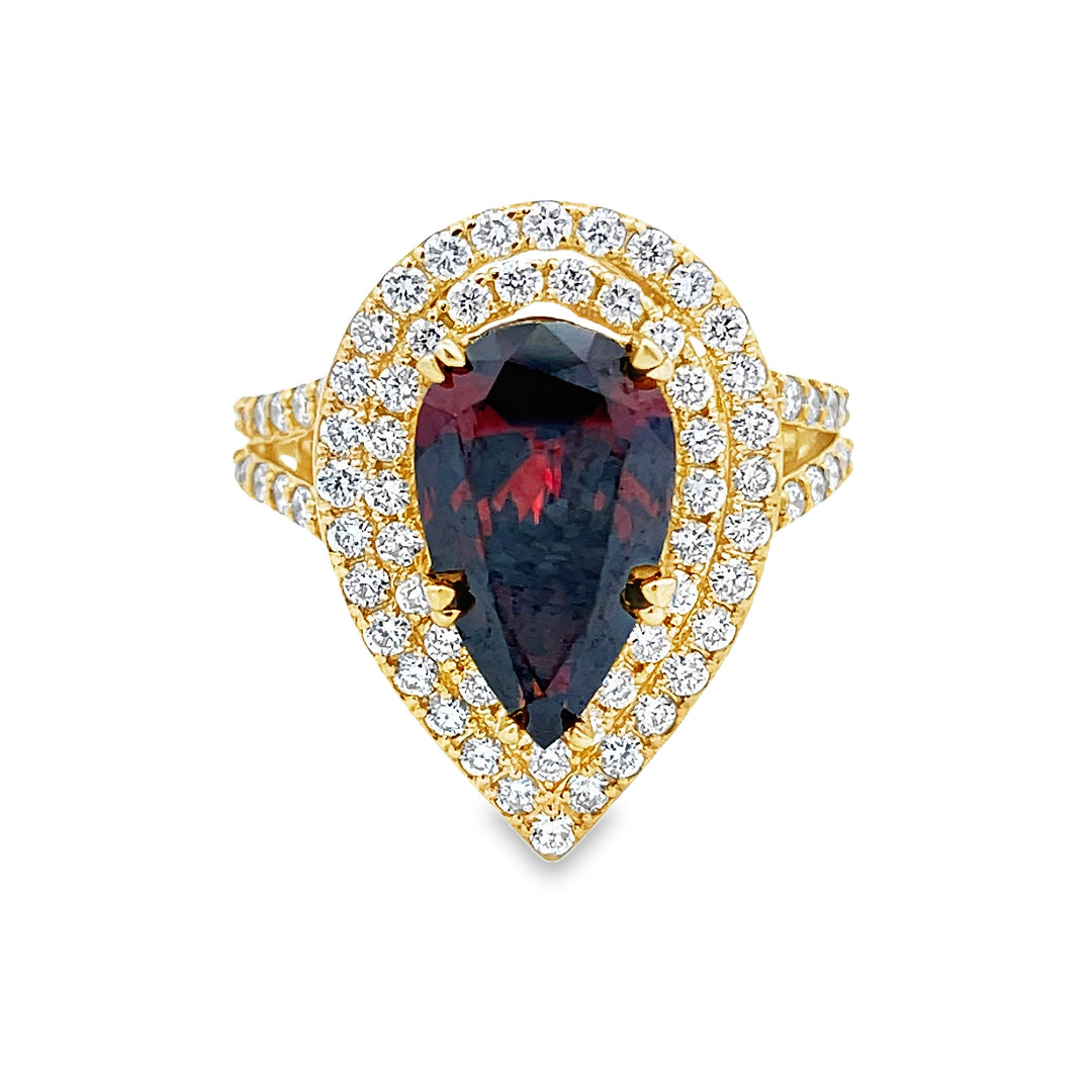 Pear Shaped Lab Diamond Garnet Ring