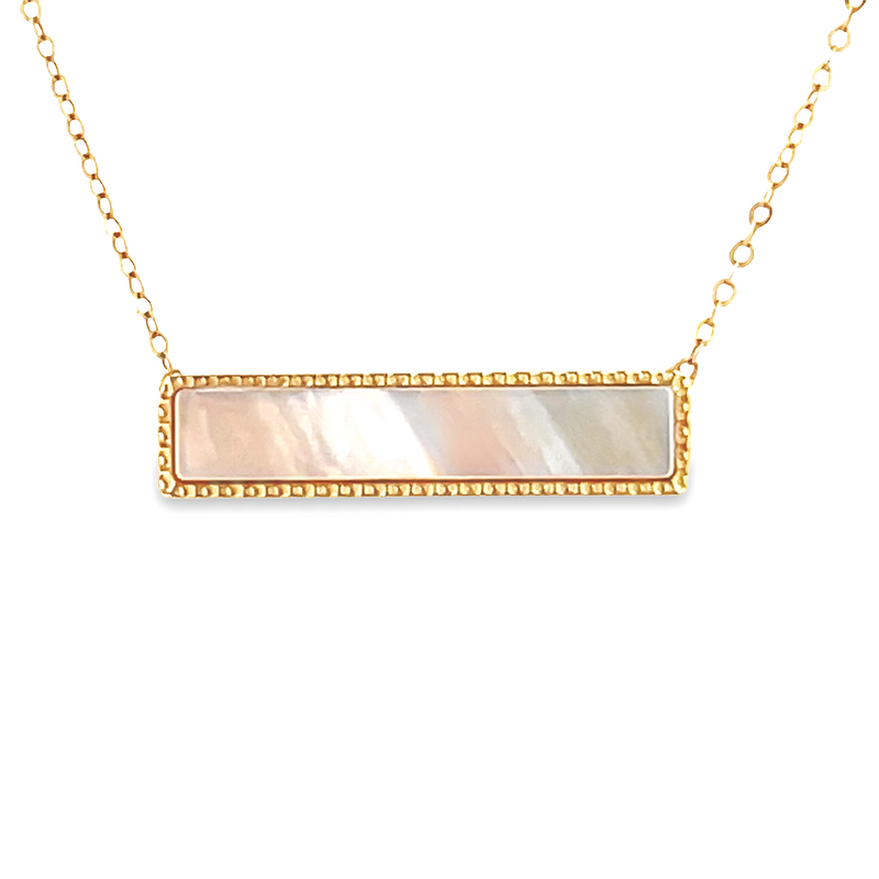 14K Gold Mother of Pearl Bar Necklace