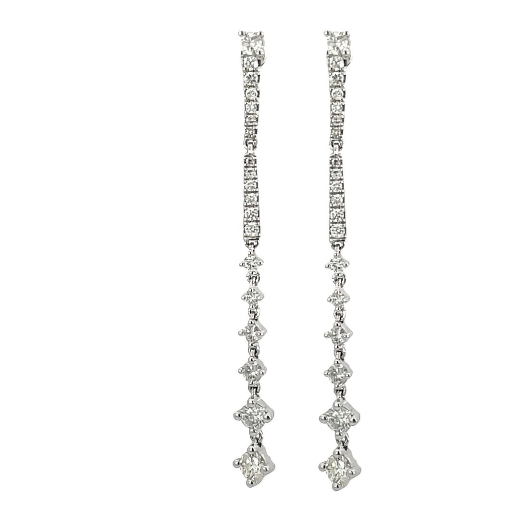 14K White Gold Linear Diamond Earrings