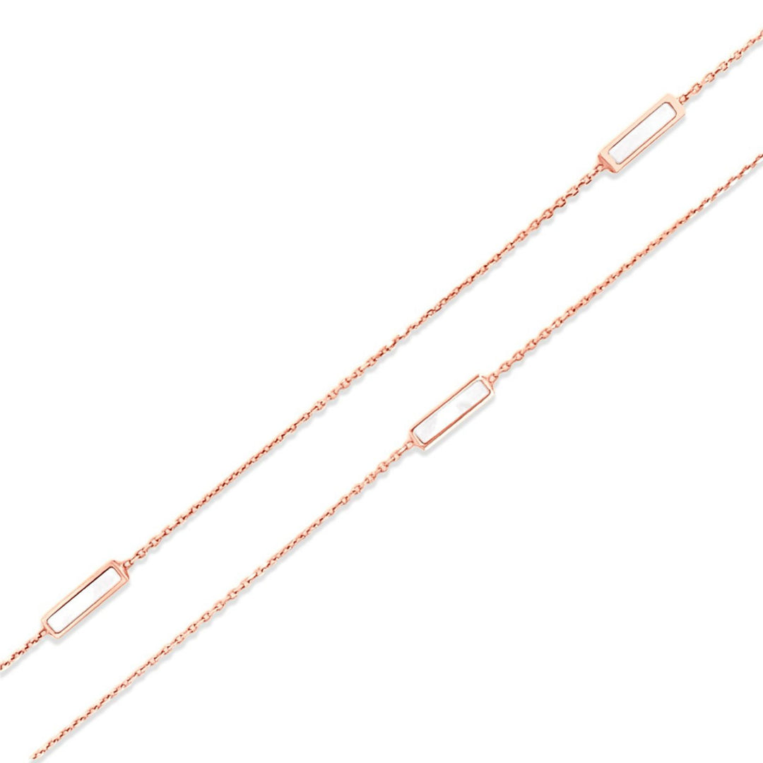 14K Rose Gold Mother-of-Pearl Alternating Bar Necklace