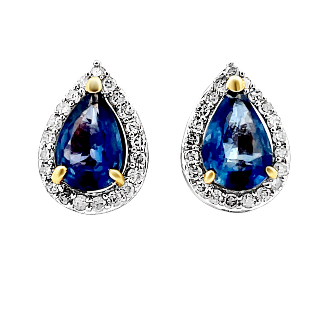 14K Sapphire Pear Shaped Earrings