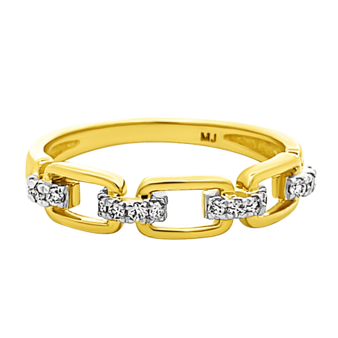 14k Gold Diamond Link Style Ring