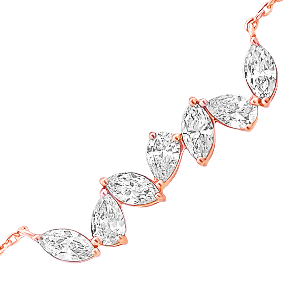 14K Rose Gold Lab Diamond Marquise & Pear Shaped Necklace