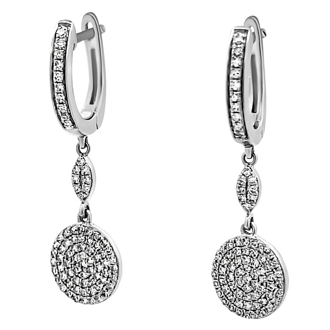 14K Round Diamond Dangle Earrings