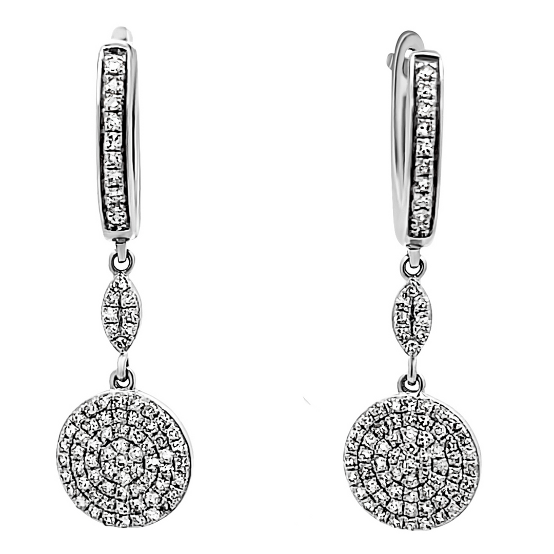 14K Round Diamond Dangle Earrings