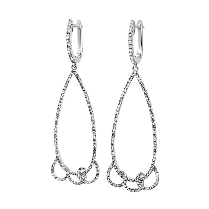 14K White Gold Dangle Diamond Earrings