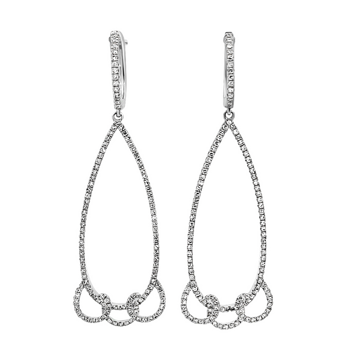 14K White Gold Dangle Diamond Earrings