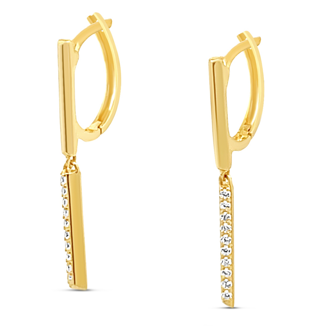 14K Bar Dangle Drop Earrings