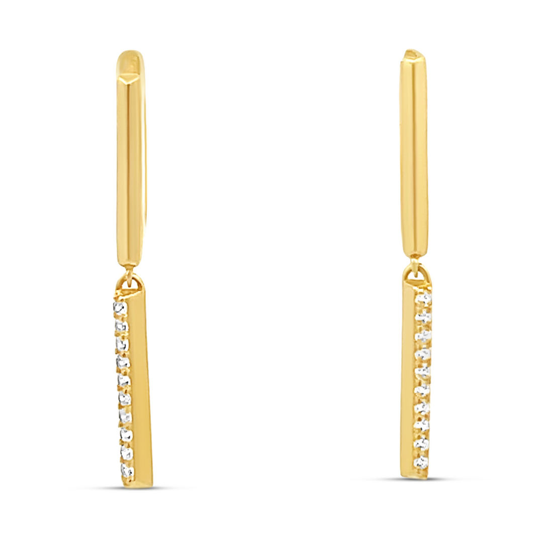 14K Bar Dangle Drop Earrings