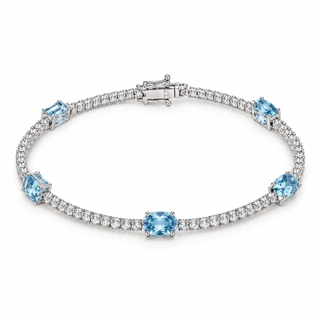 Aqua Diamond Tennis Bracelet