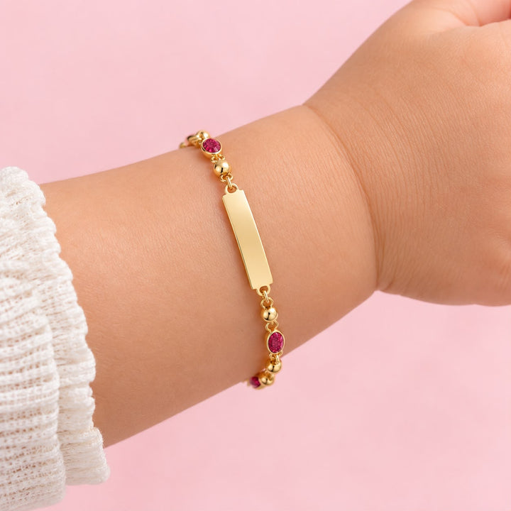 Red Stone Baby ID Bracelet