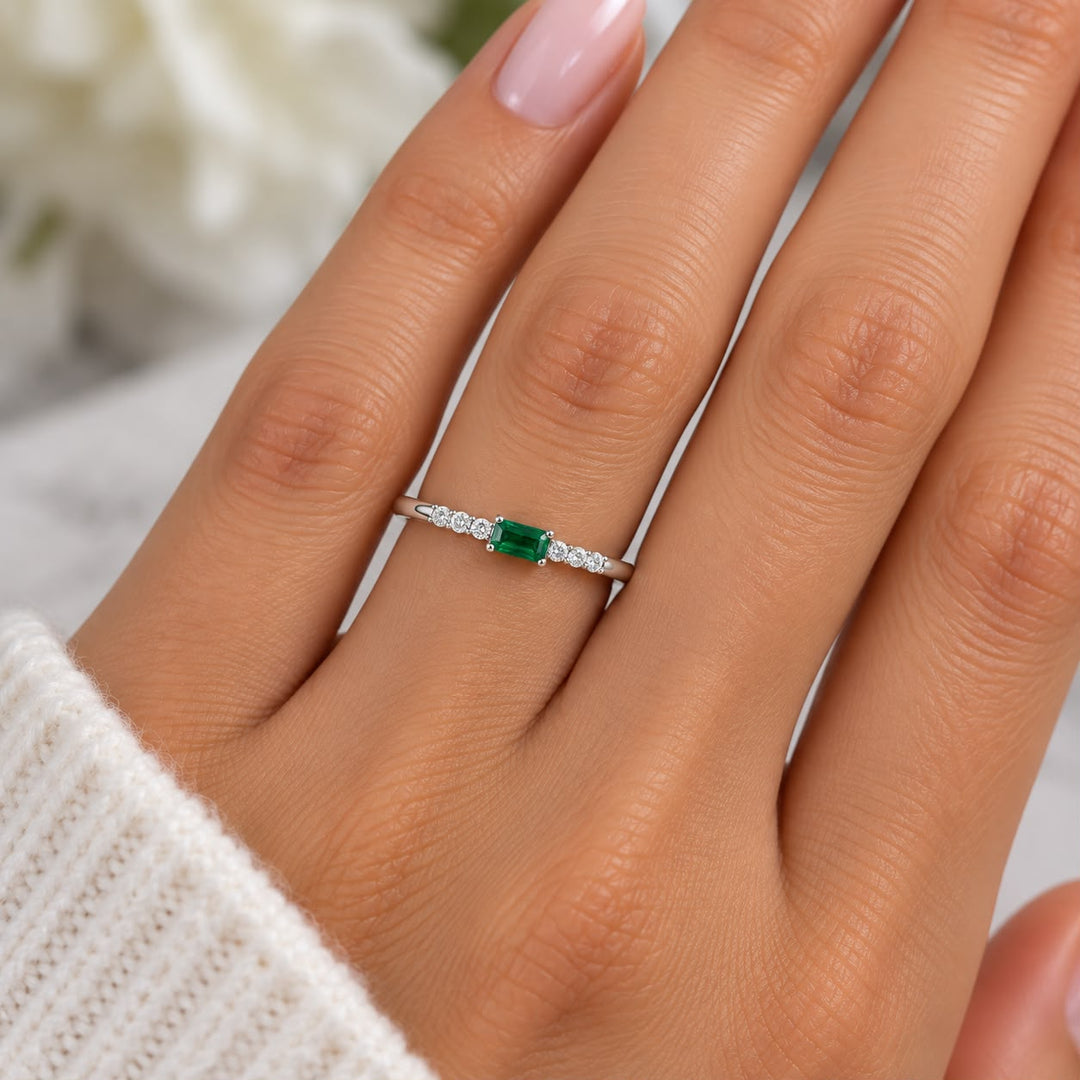 Baguette Emerald & Diamond Ring