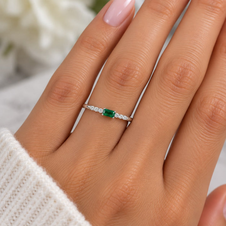 Baguette Emerald & Diamond Ring