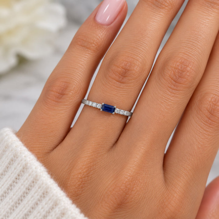 Baguette Sapphire & Diamond Ring
