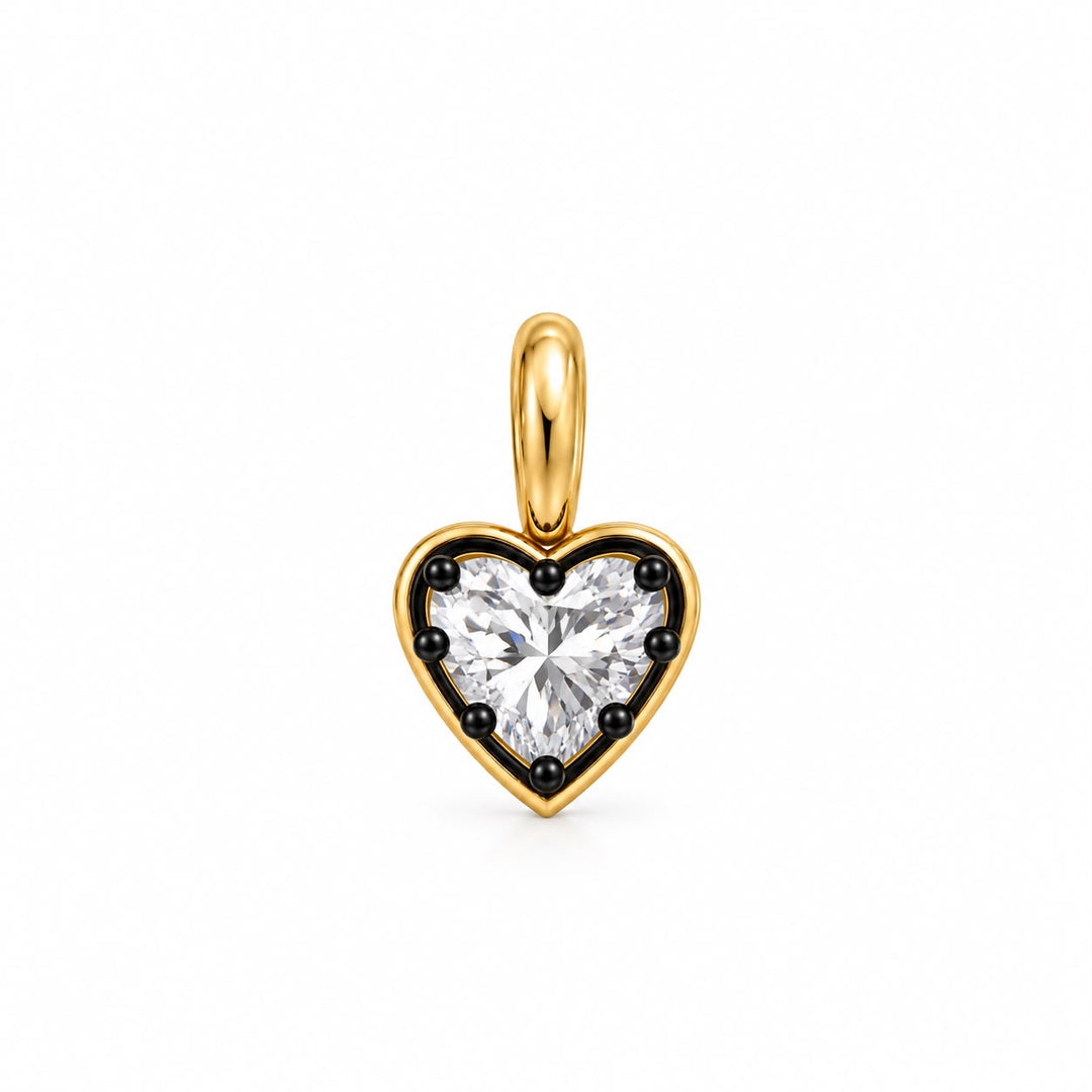 Two Tone Heart Earrings And Charm Set