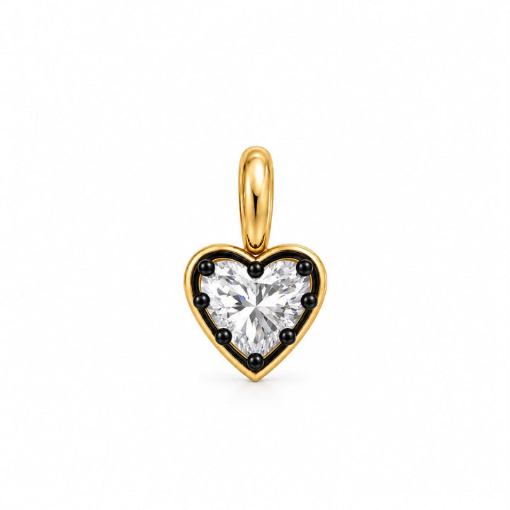 Two Tone Heart Earrings And Charm Set