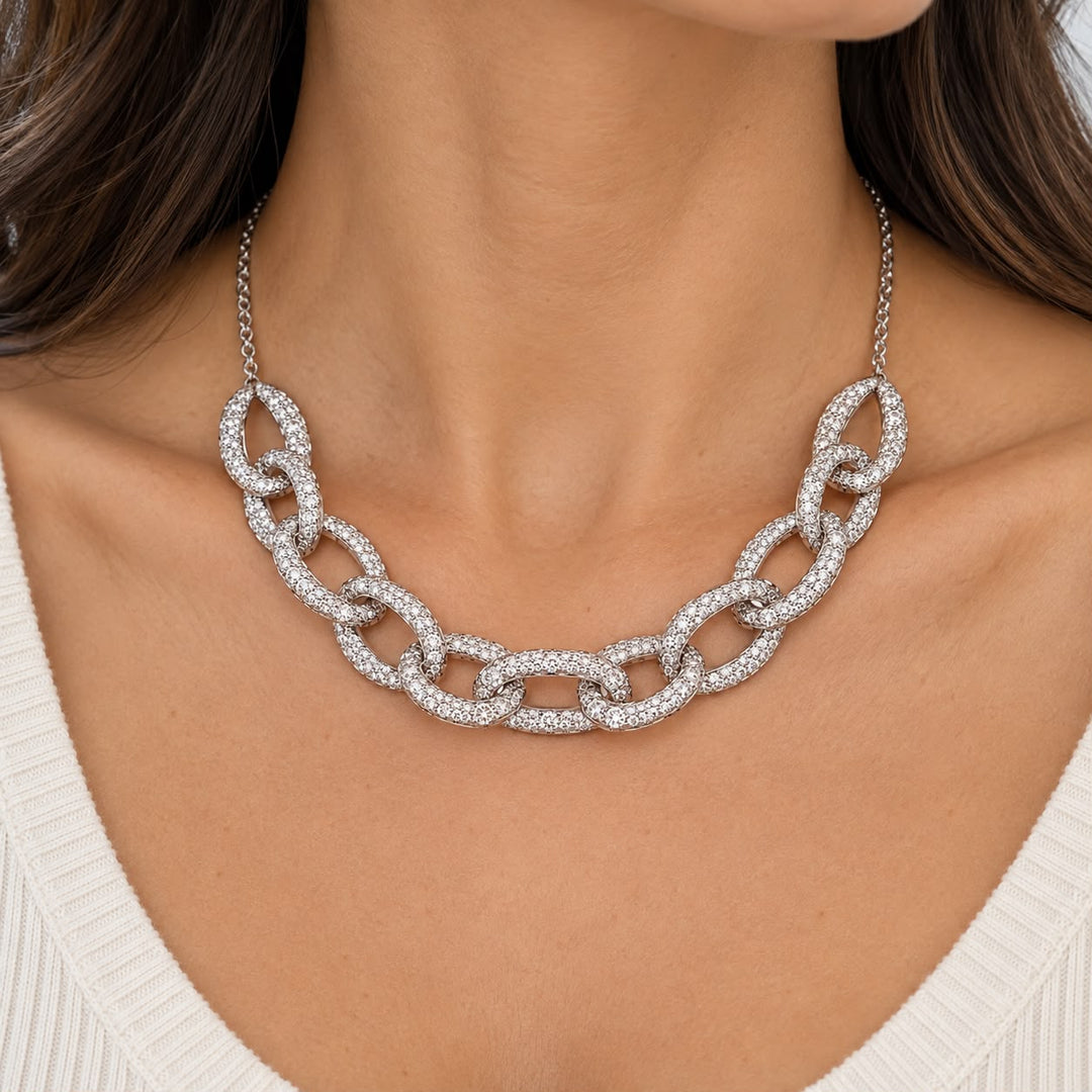 Crystal Mesh Link Necklace