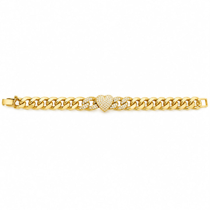Cuban Link Iced Heart Bracelet