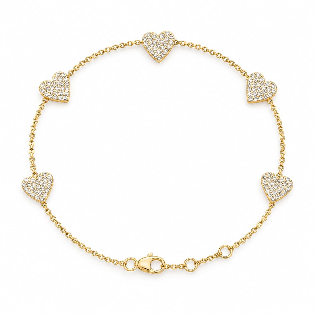 Diamond Heart Station Bracelet