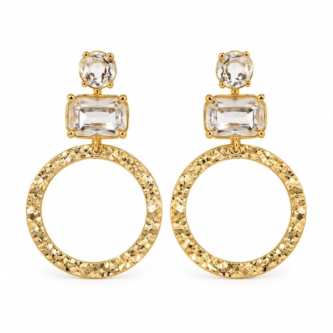 Gold Circle Disc Earrings