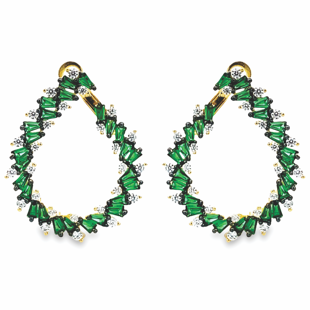 Emerald Open Teardrop Earrings