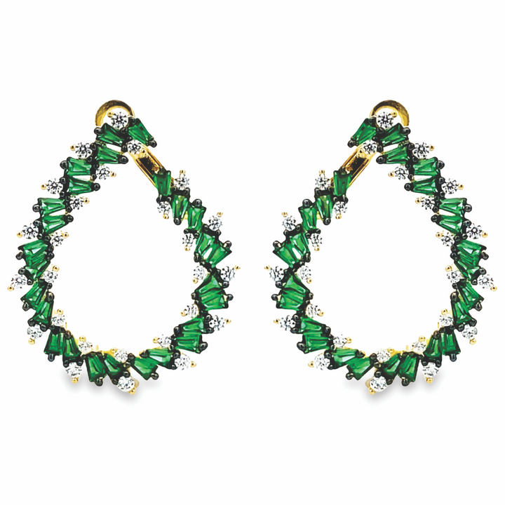 Emerald Open Teardrop Earrings