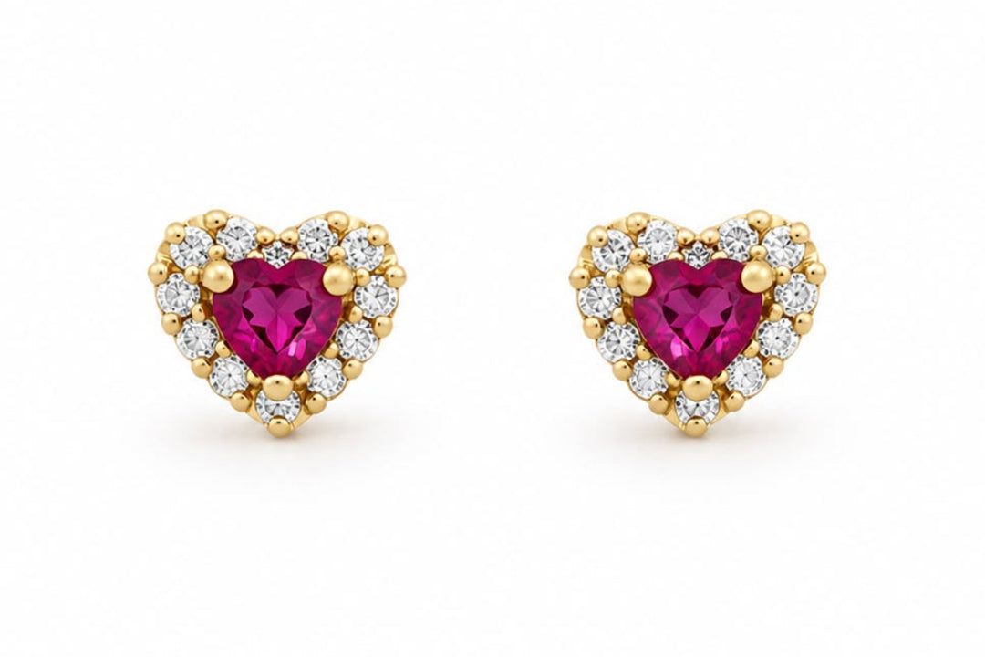 Petite Heart Shape Pink Studs ( Kids )