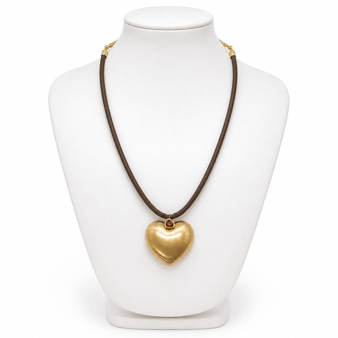 Leather Chunky Heart Necklace