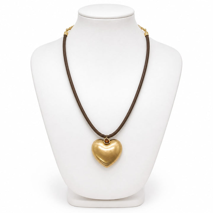 Leather Chunky Heart Necklace