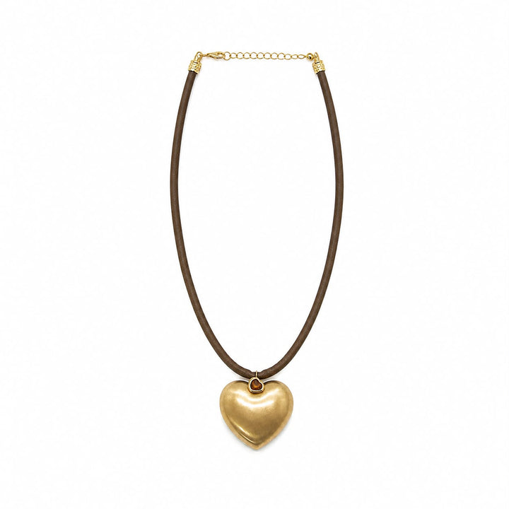 Leather Chunky Heart Necklace