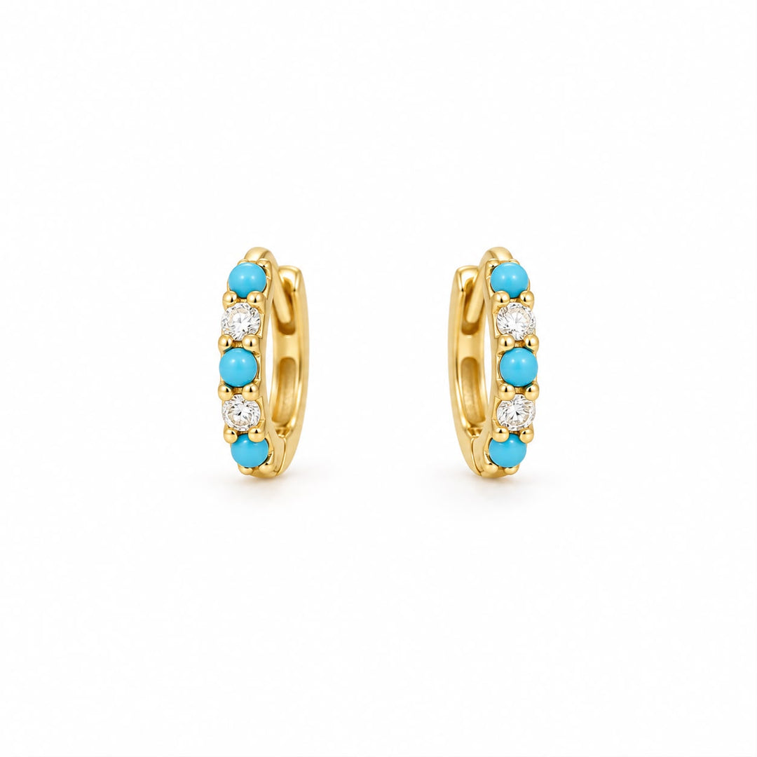 14k Mini Turquoise Huggies ( Kids )