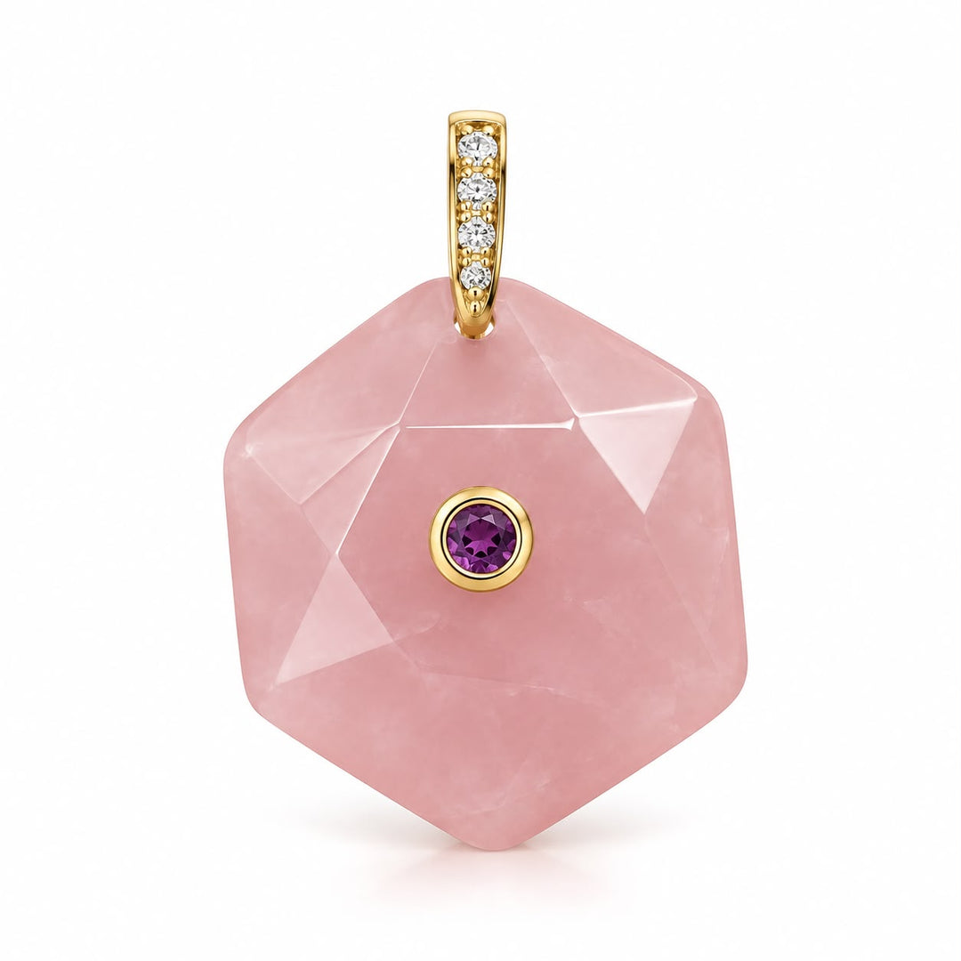 Octagon Rose Quartz Pendant