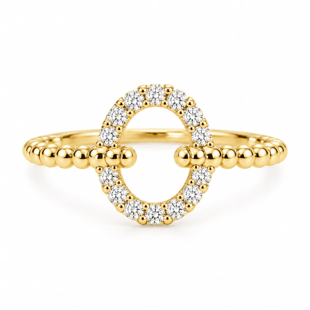 14k Open Circle Diamond Ring