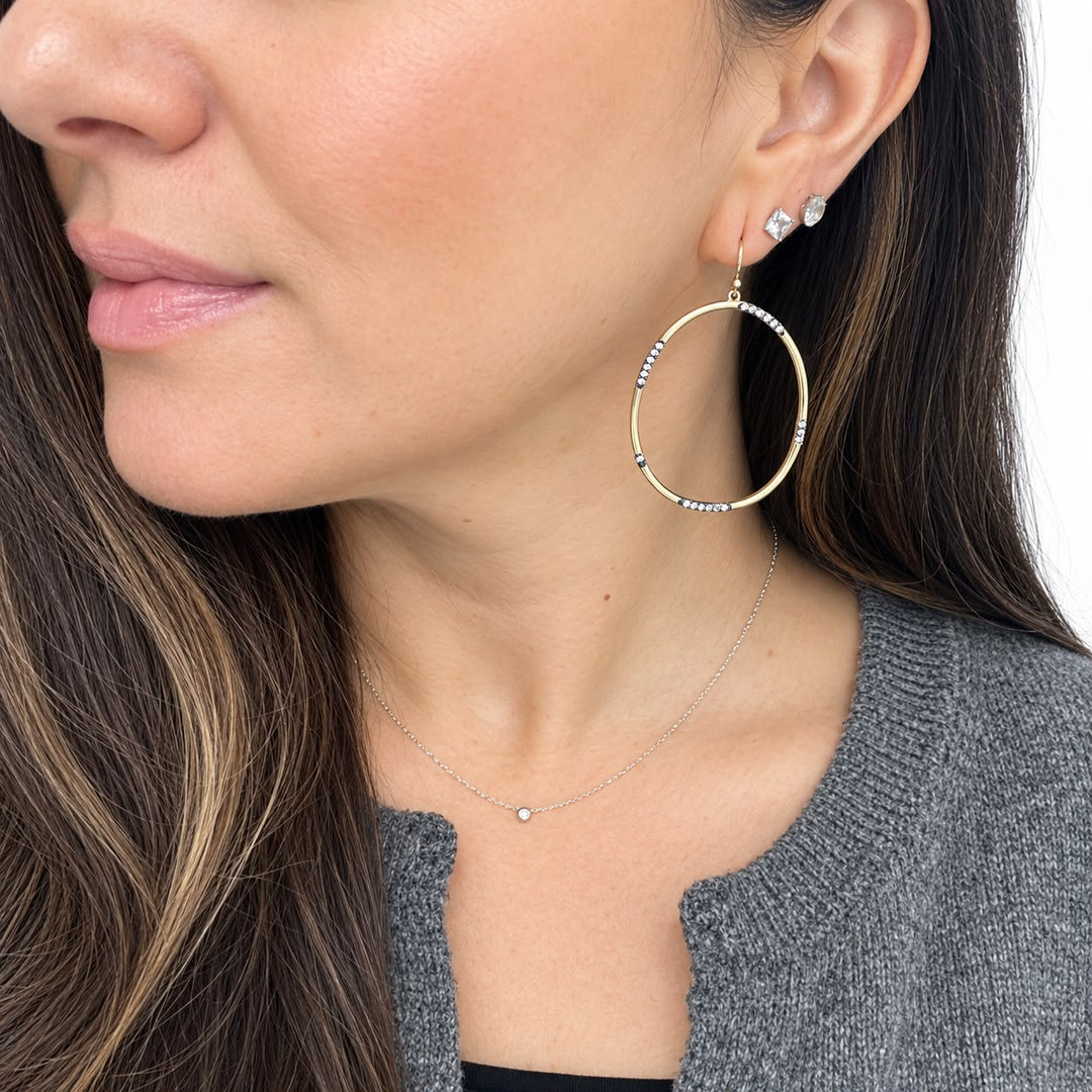 Oval Statement Crystal Earrings