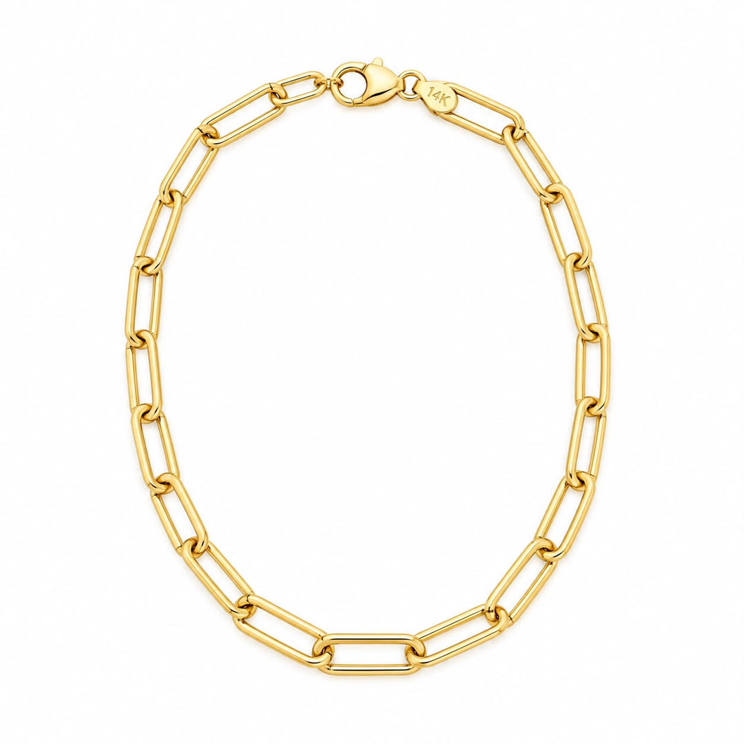 14k Oval Small Paper Clip Bracelet