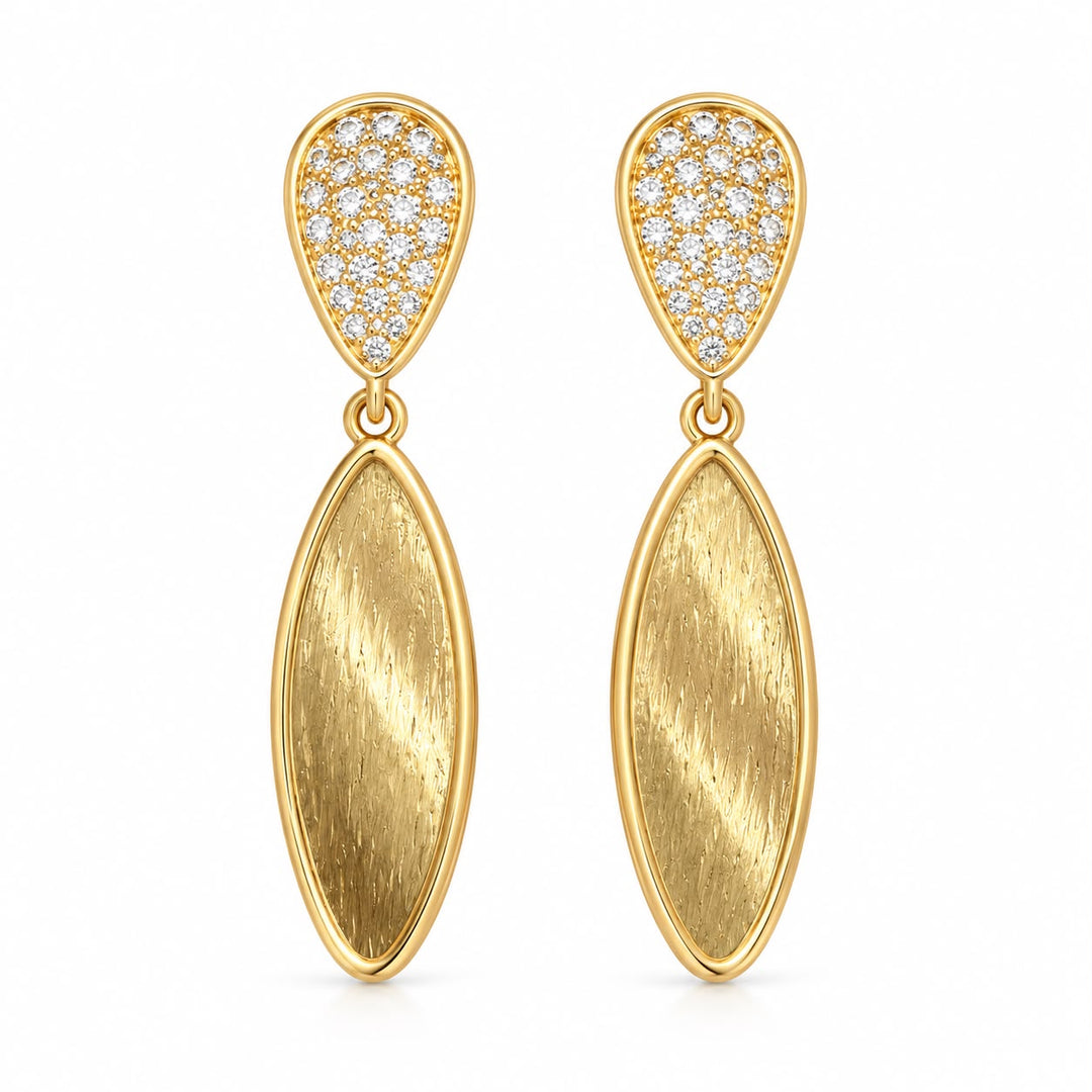 Matte Finish Pave Drop Earrings