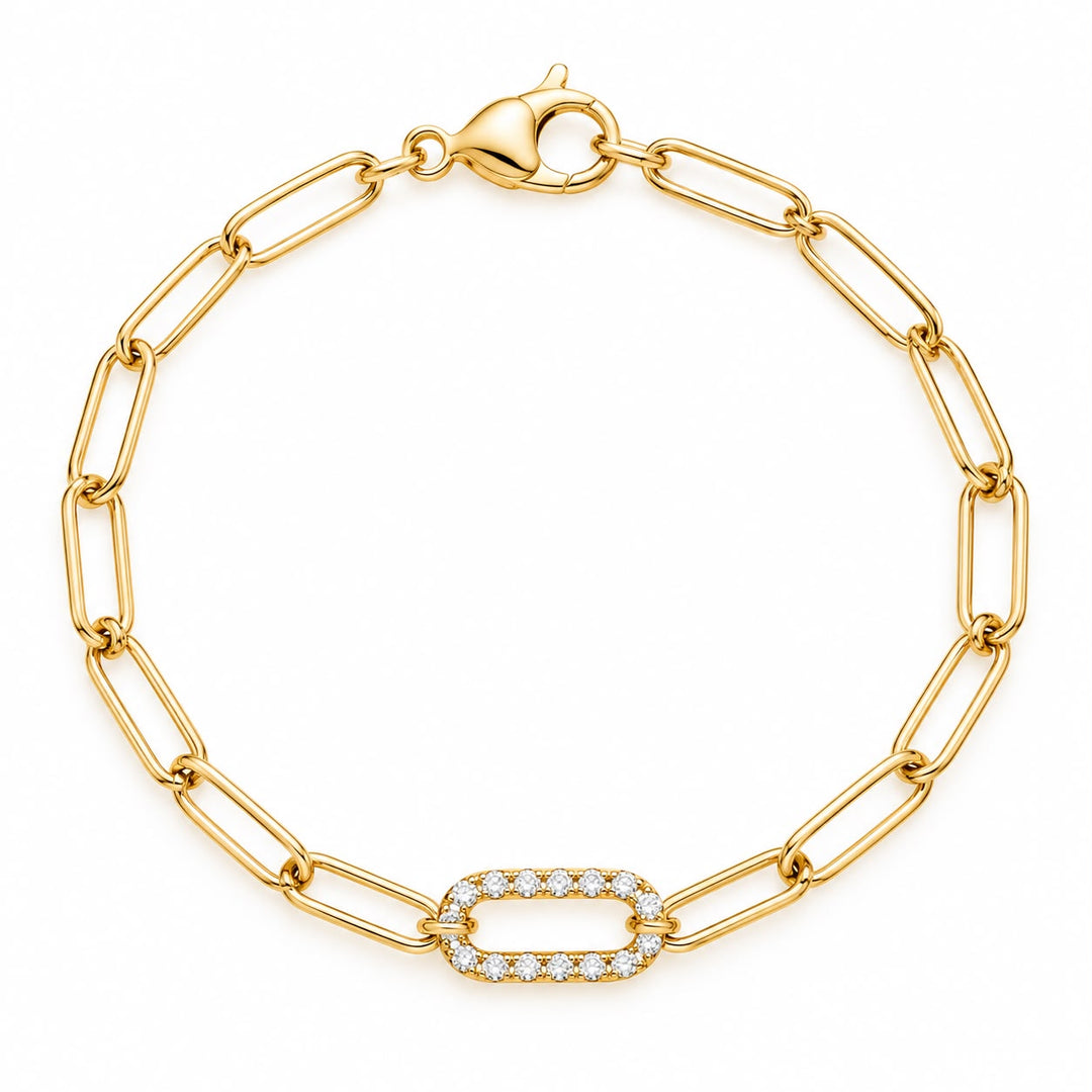 Diamond Pave Paper Clip Bracelet