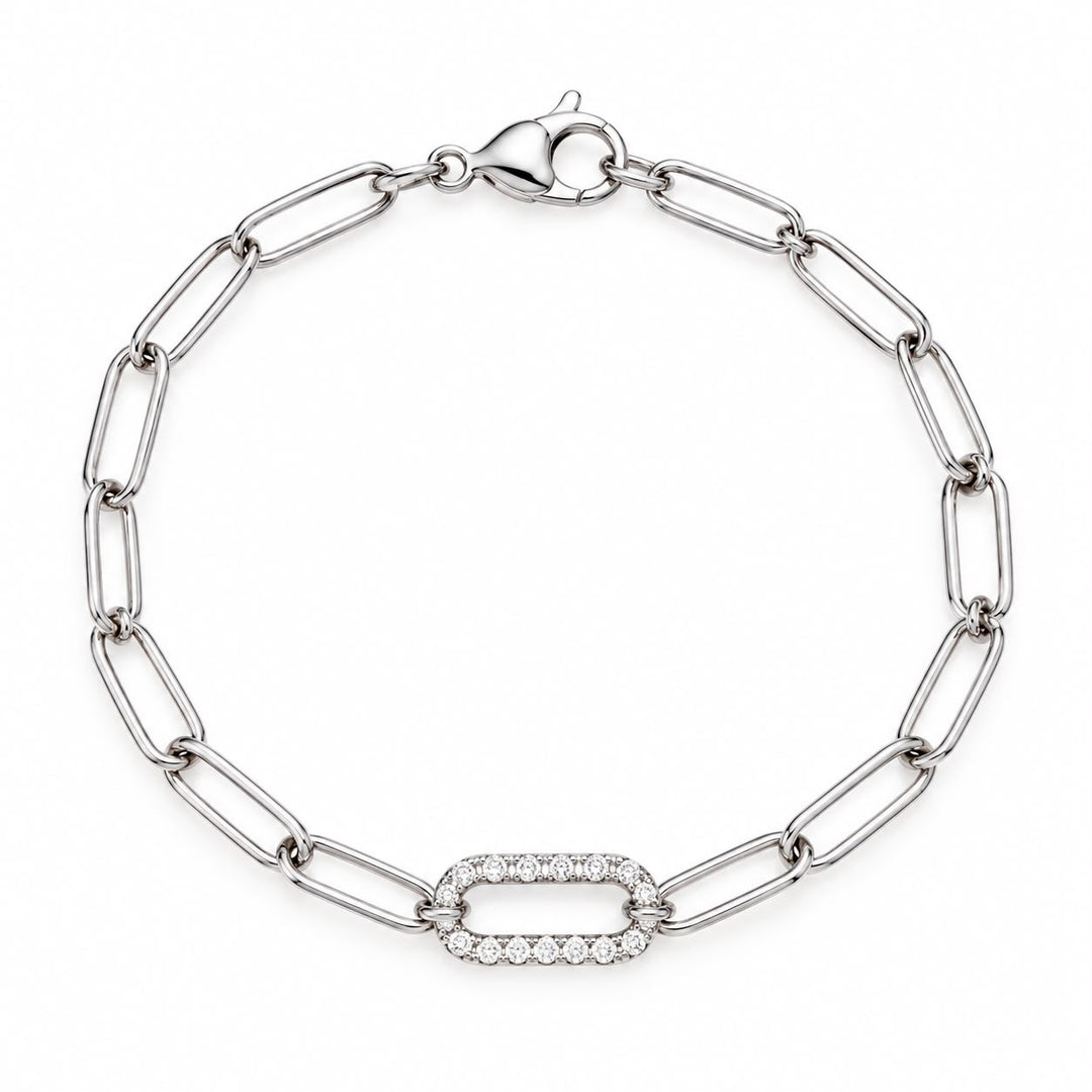 Diamond Pave Paper Clip Bracelet