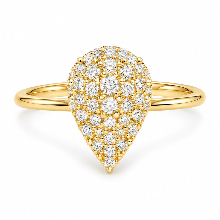 14k Gold Pave Pear Shaped Ring