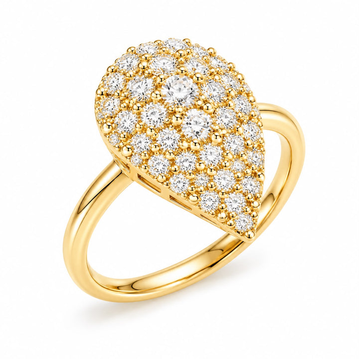 14k Gold Pave Pear Shaped Ring