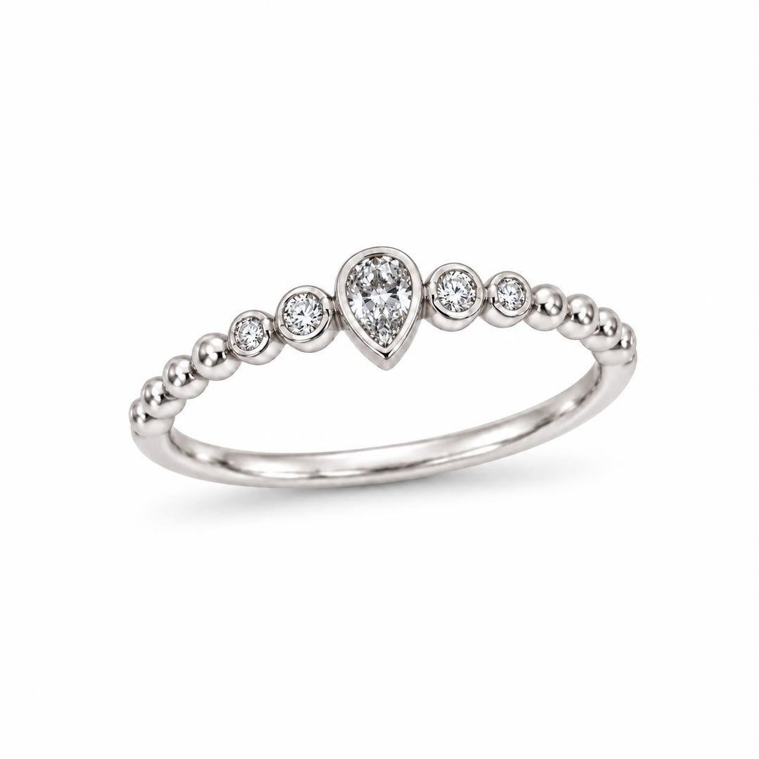 Diamond Pear Shaped Bead Ring