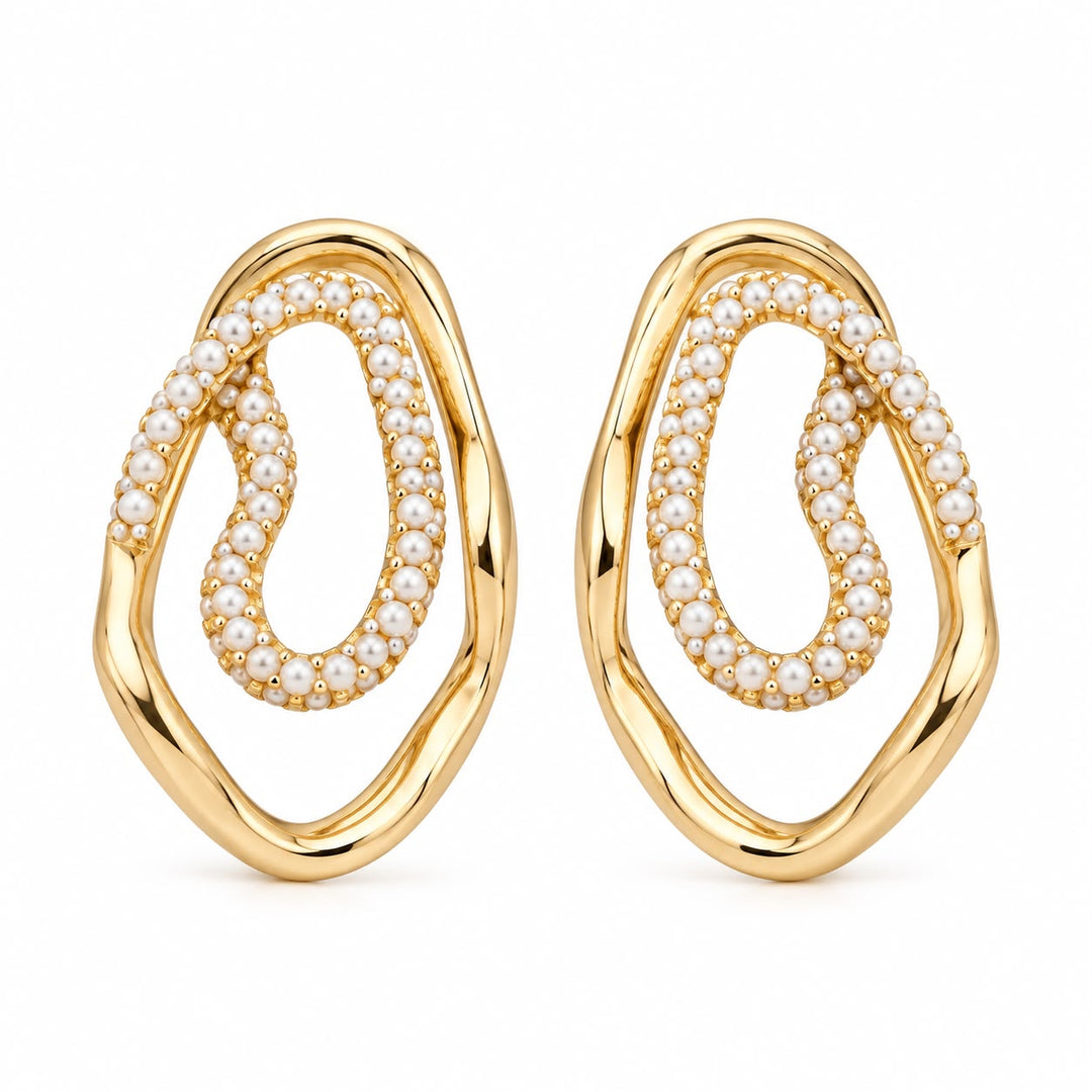 Gold Mini Pearl Accent Earrings
