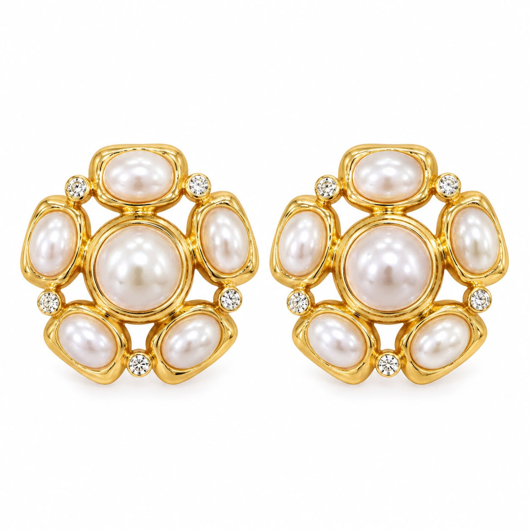Large Pearl Cabochon Earrings