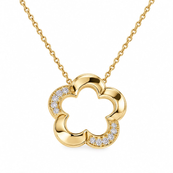 14k Diamond Petal Necklace