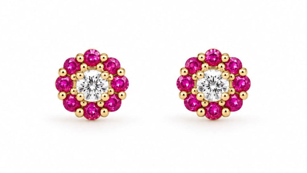 14k Gold Petite Pink Studs ( Kids )