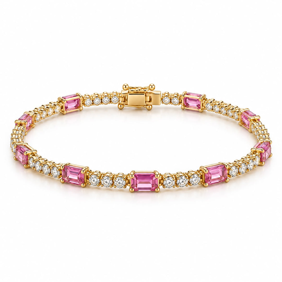 Pink Sapphire & Diamond Tennis Bracelet