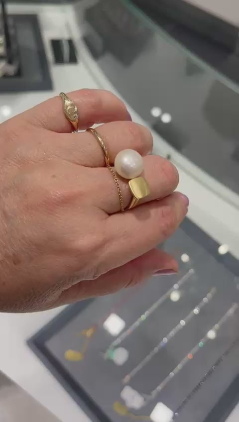 14K Gold Pearl Statement Ring
