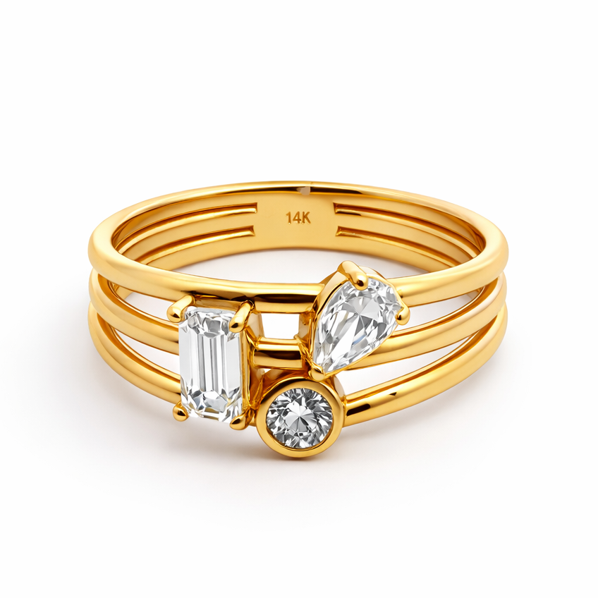 Multi Row Lab Diamond Ring