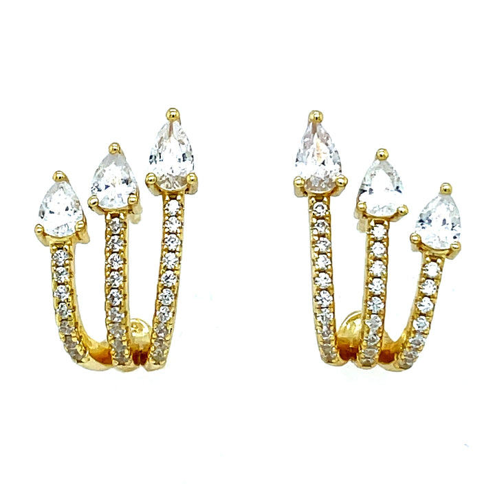 Three Tier Earrings With Cubic Zirconia